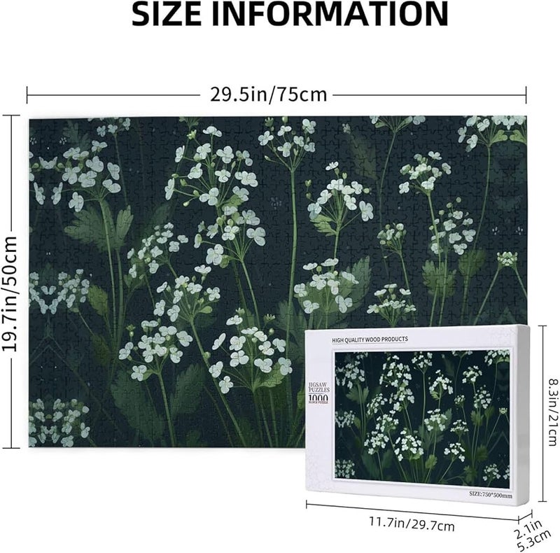 Phayah White Flowers 1000 Piece Jigsaw Puzzle For Adults Home Decor 29 5 X 19 7 Inches - Image 3